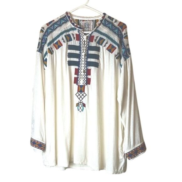 Johnny Was Womens Top Embroiderd Velvet White Multi Size S - Picture 1 of 5